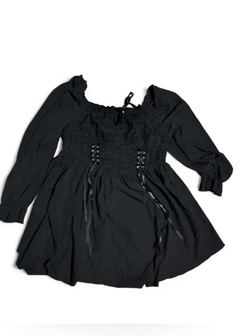 Black Lace-Up Dress with Corset